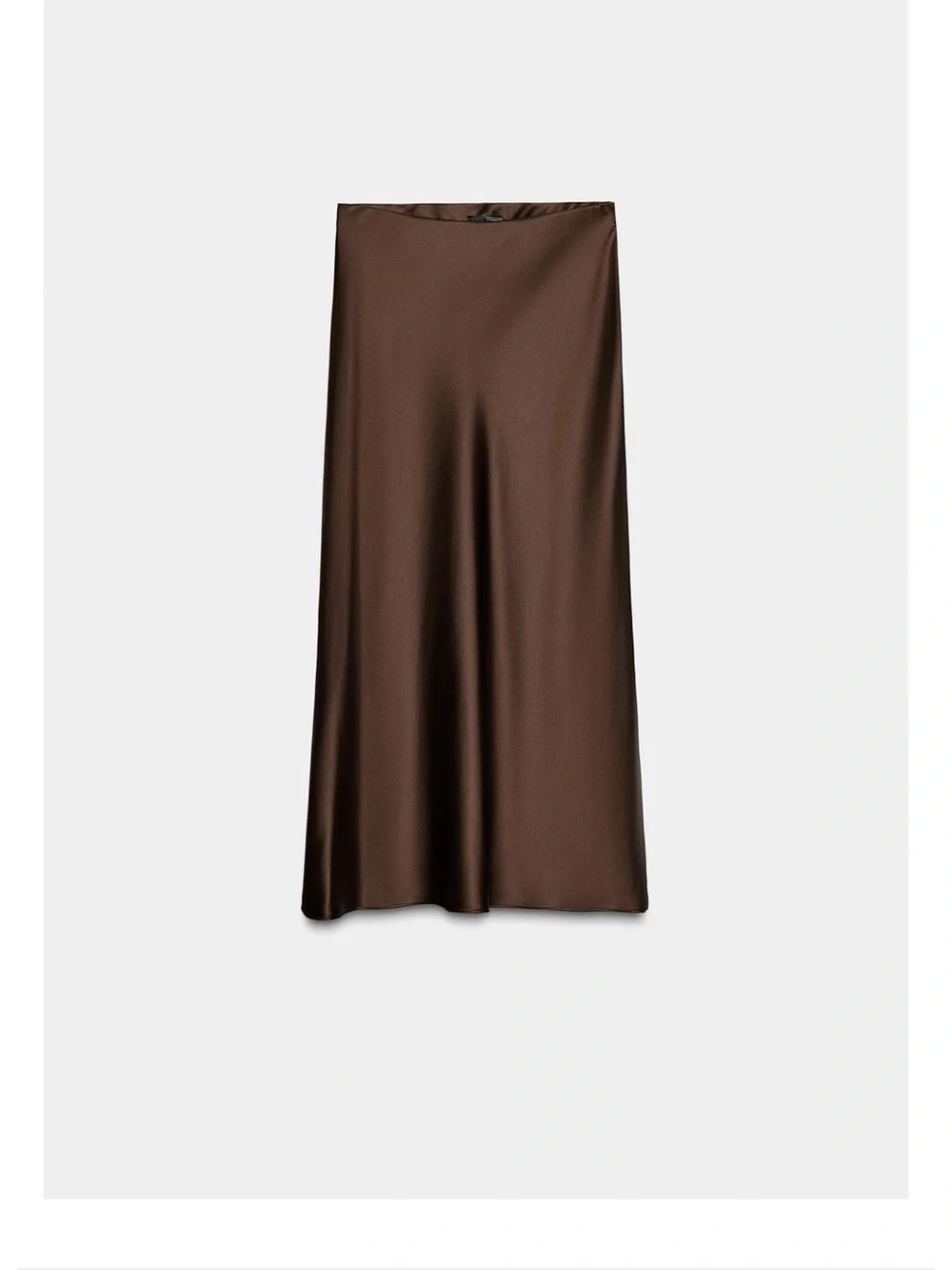 Zara Chocolate Brown Satin Midi Skirt